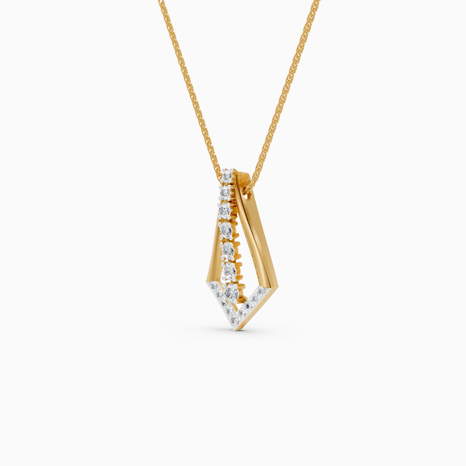 Modern V Shape Lab Grown Diamond Necklace